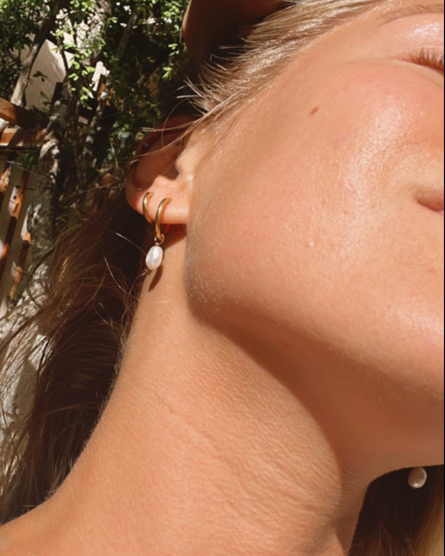Pearl Hoop Earrings